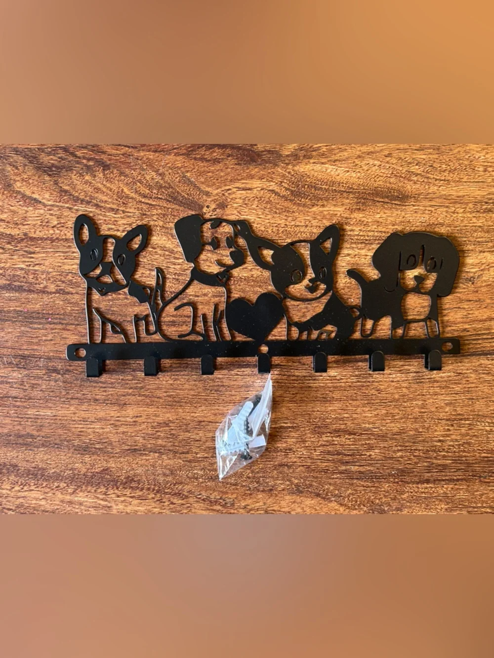 Black Dog Silhouette Wall Hook Rack - Decorative Home Wall Decor